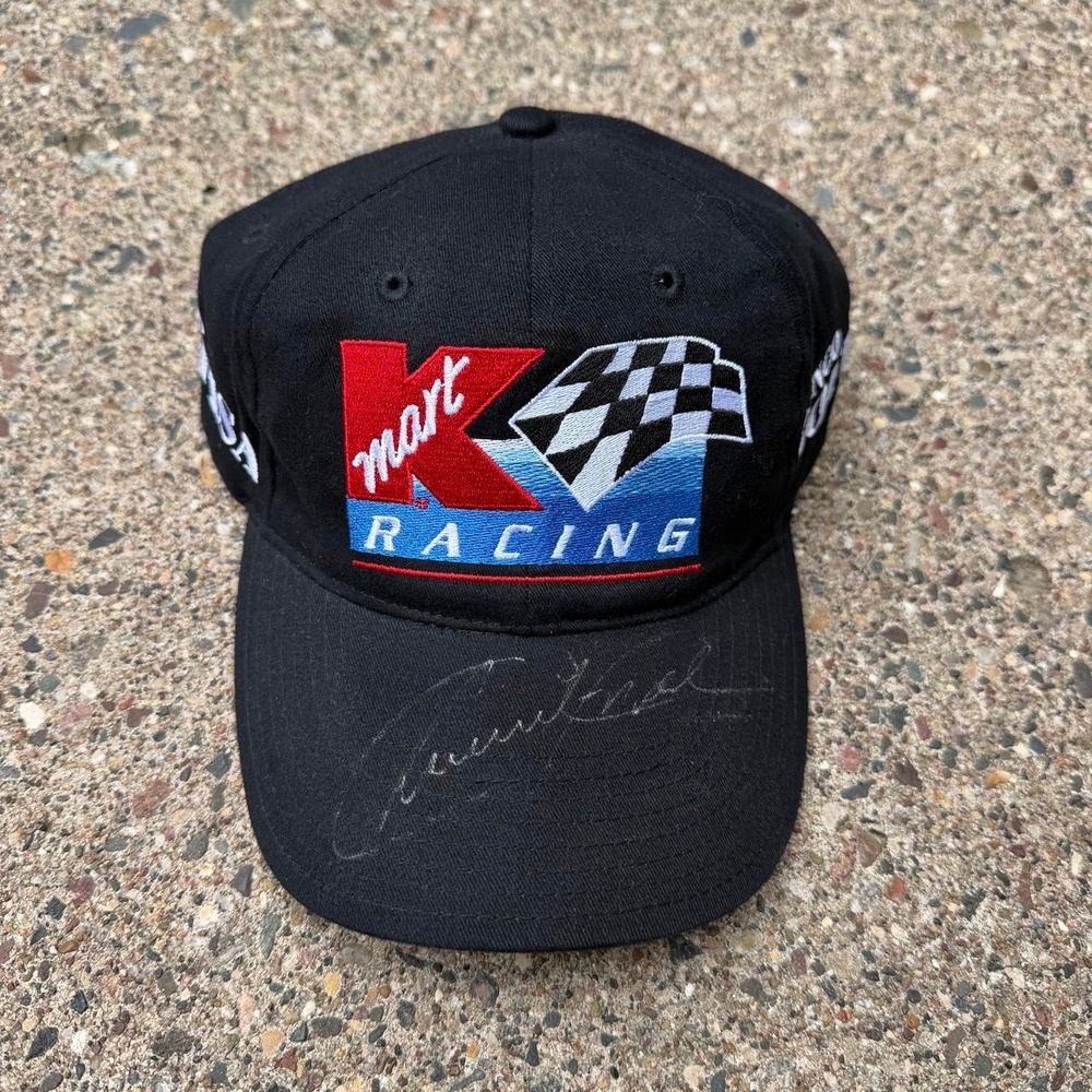 Vintage 90s Kmart Racing NASCAR Cap Signed Speedgear Havoline Hat Black